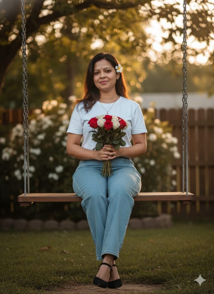 Google Gemini Retro Indian Girls Bouquet Ai Photo Editing Prompts With 100% Real Face