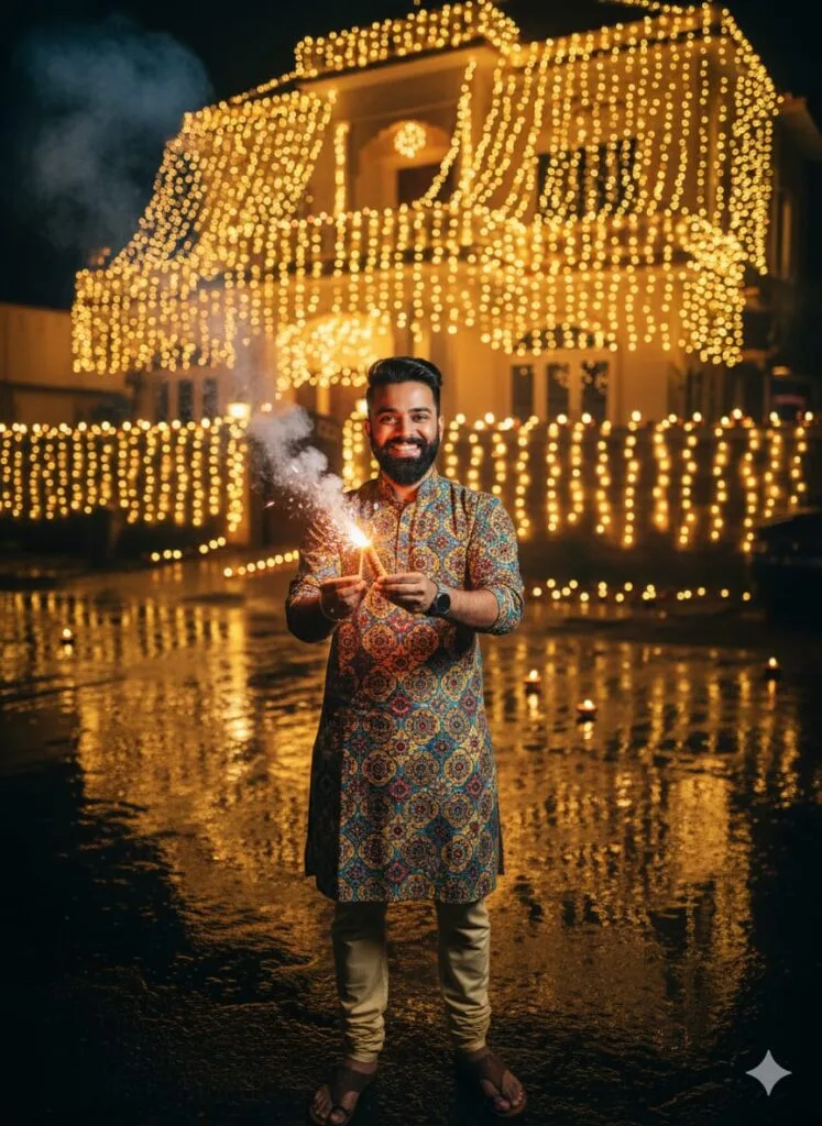 Google Gemini Diwali Ai Photo Editing Prompt 2025 - Retro Boys Diwali Photo Editing