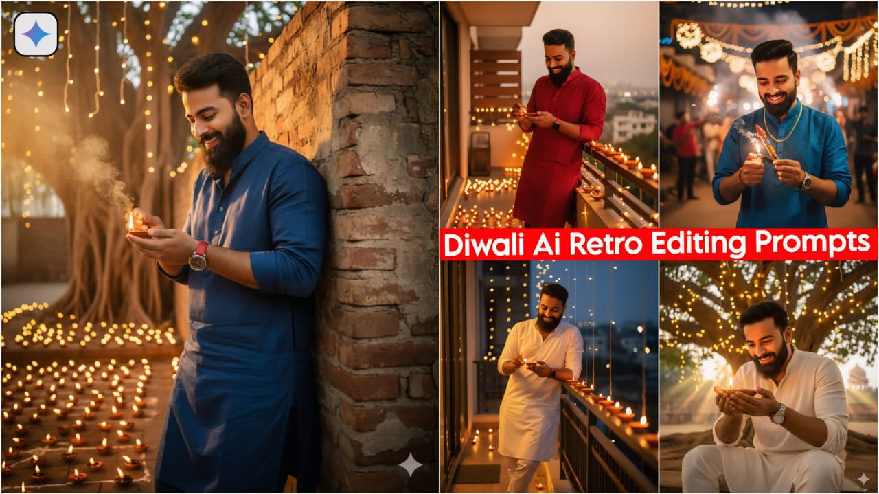 Google Gemini Diwali Ai Photo Editing Prompt 2025 -  Retro Boys Diwali Photo Editing