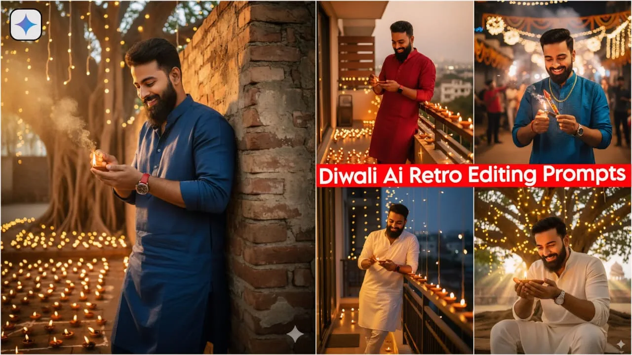 Google Gemini Diwali Ai Photo Editing Prompt 2025 -  Retro Boys Diwali Photo Editing