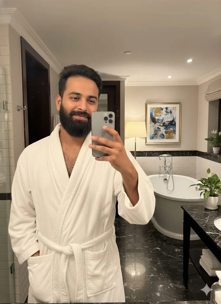 Portrait Mirror Selfie Photo Editing Gemini AI Prompts 100% Face Matching