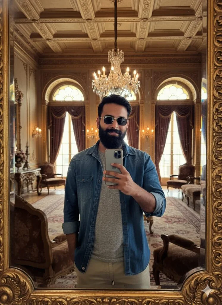 Portrait Mirror Selfie Photo Editing Gemini AI Prompts 100% Face Matching