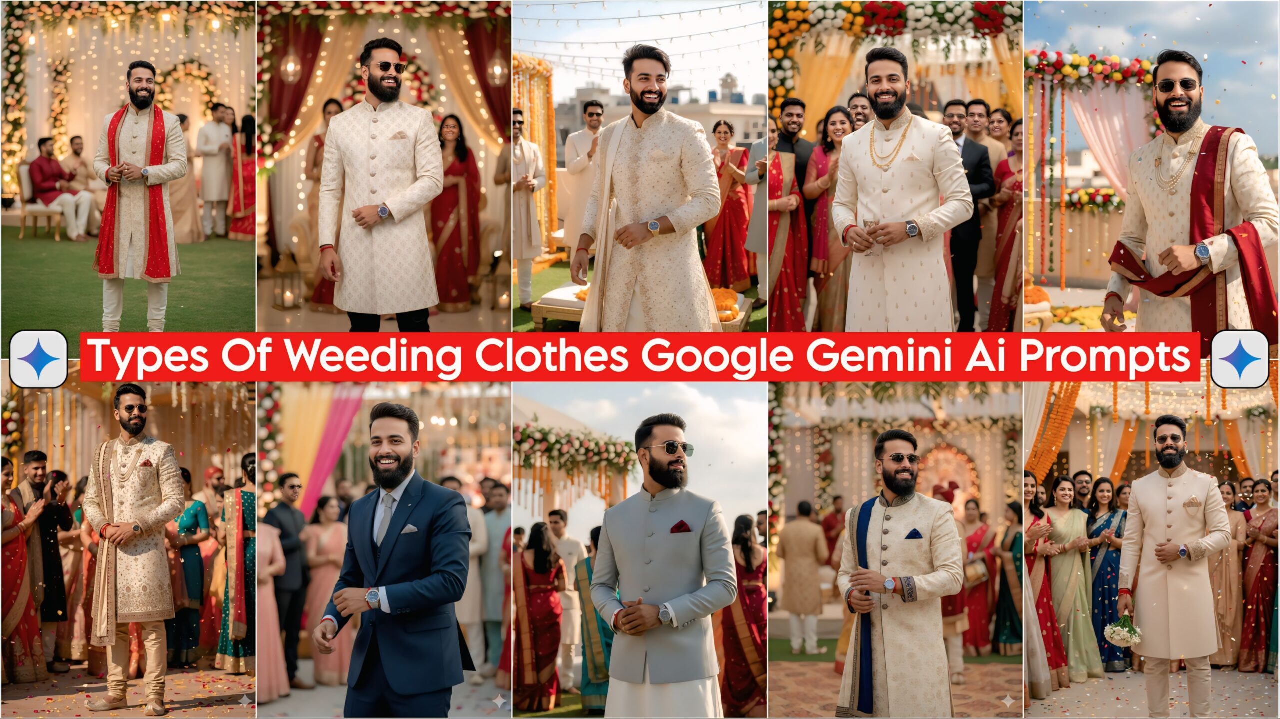 Types Of Wedding Dresses For Male Indian, Created By Google Gemini Ai Prompts
