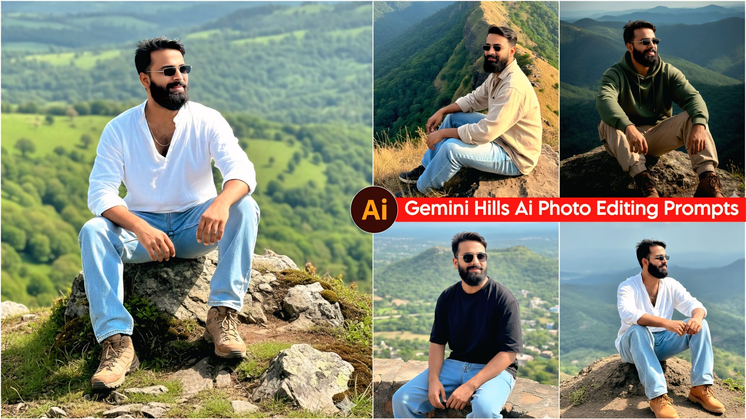 Google Gemini Natural Hills Ai Photo Editing Prompt 100% Face Match