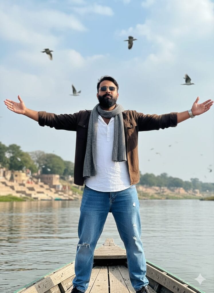 Google Gemini River Boat Ai Photo Editing Prompts, 100% Face Realistic Matching