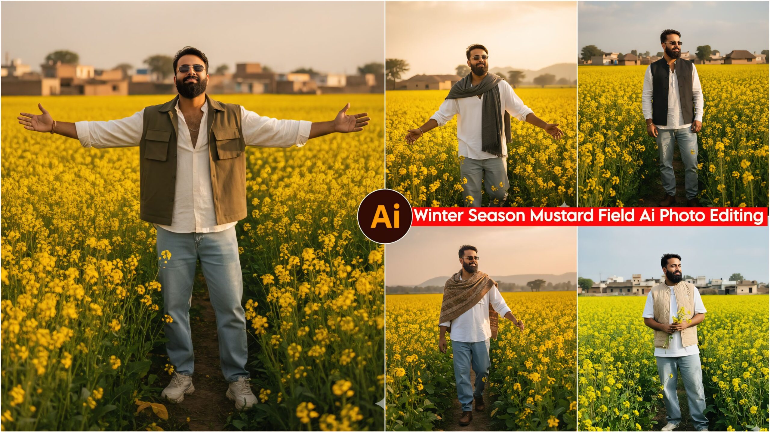 Winter Season Mustard Field Ai Photo Editing Prompts, Gemini 100% Working