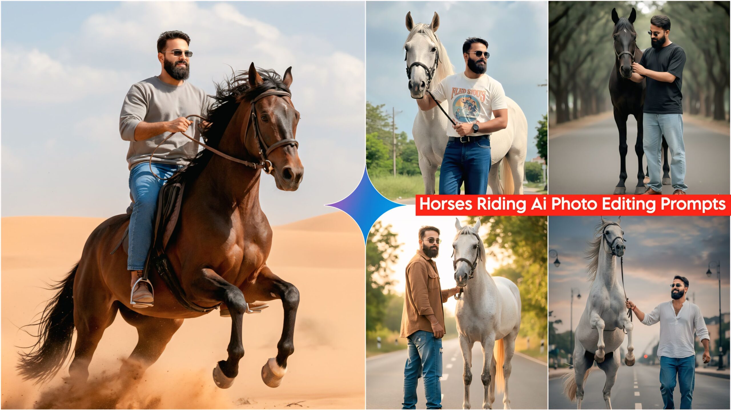Google Gemini Horses Riding Ai Photo Editing Prompts 100% Real Face
