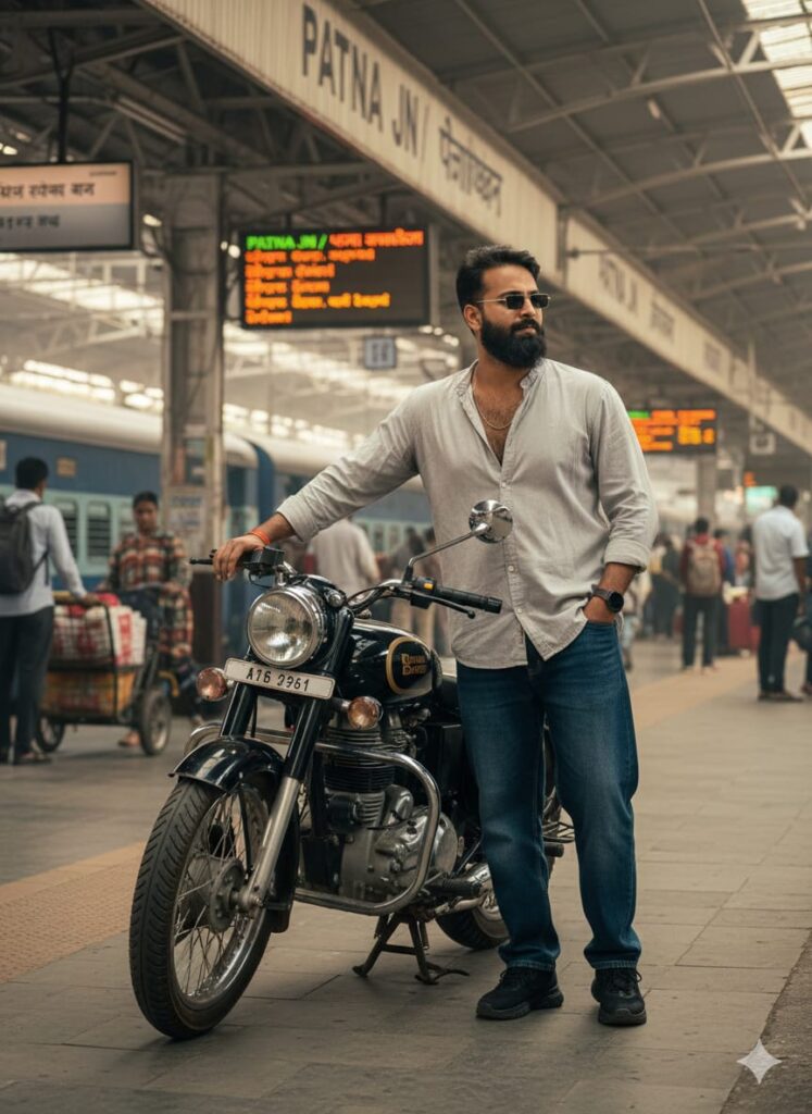 Station Name Stylish Pose Ai Photo Editing Prompts - 100% Face Matching