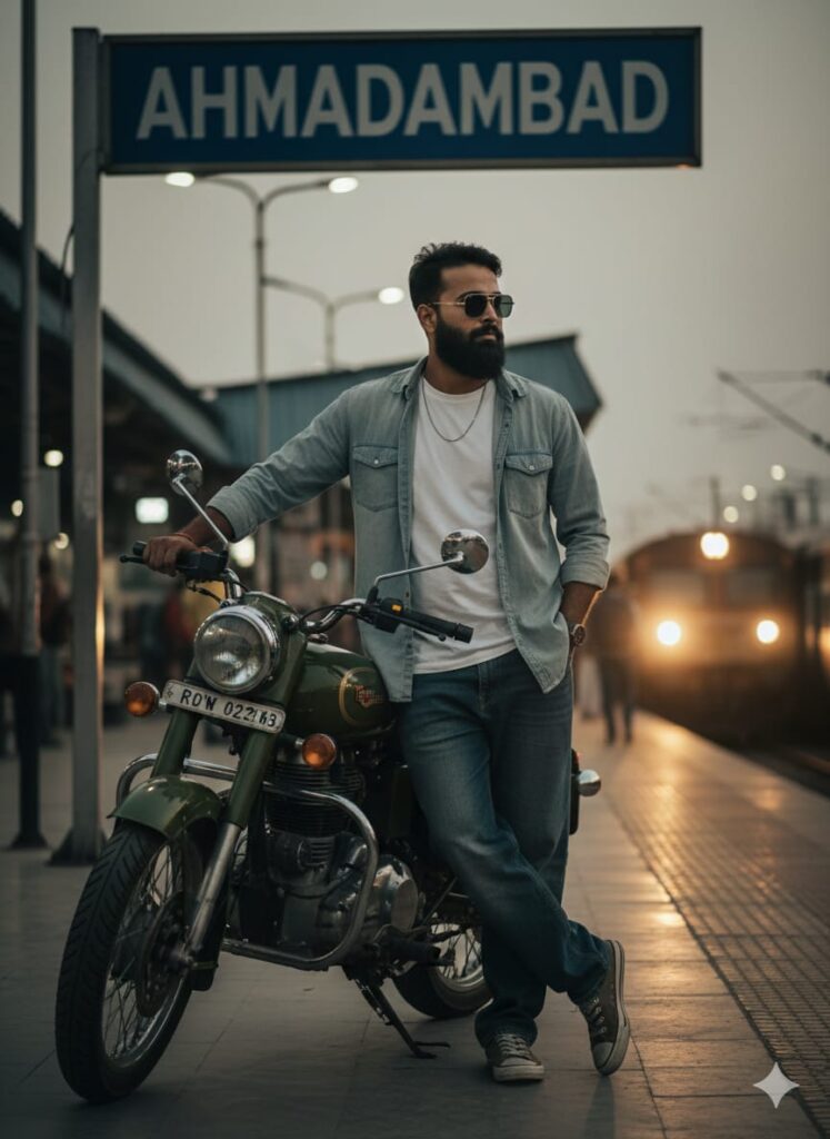 Station Name Stylish Pose Ai Photo Editing Prompts - 100% Face Matching