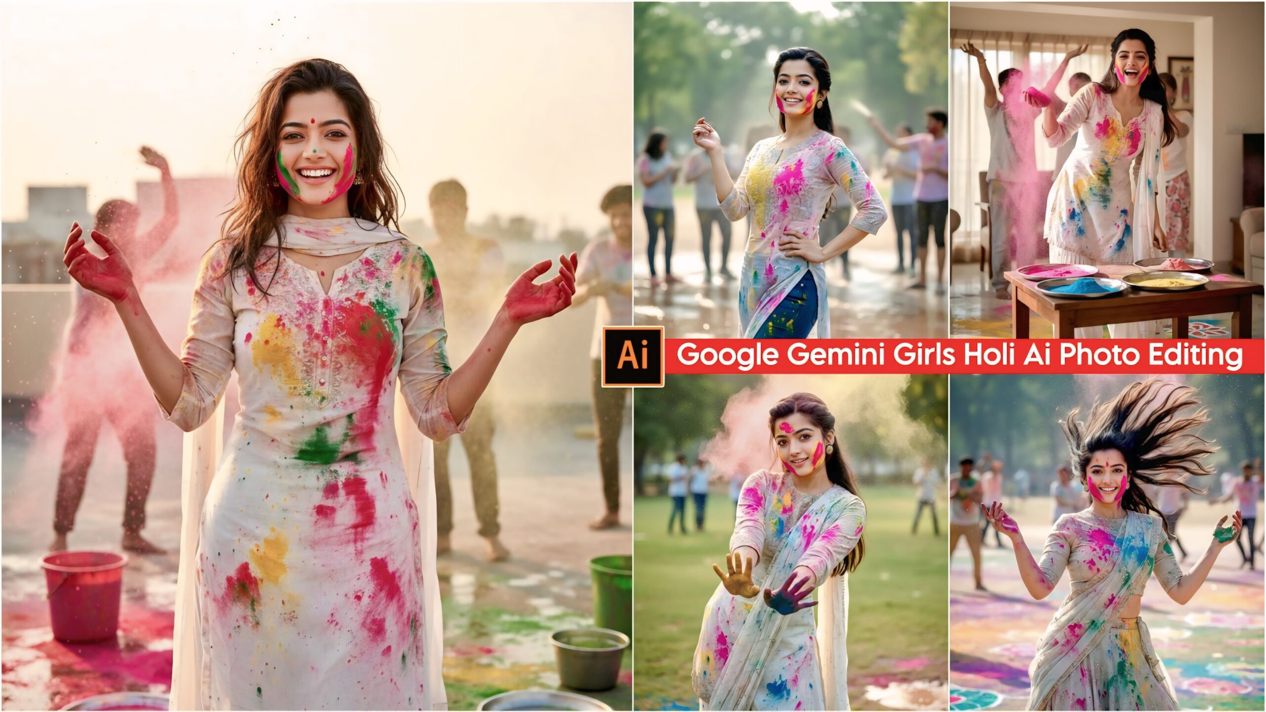 Google Gemini Happy Holi Girls Ai Photo Editing Prompts