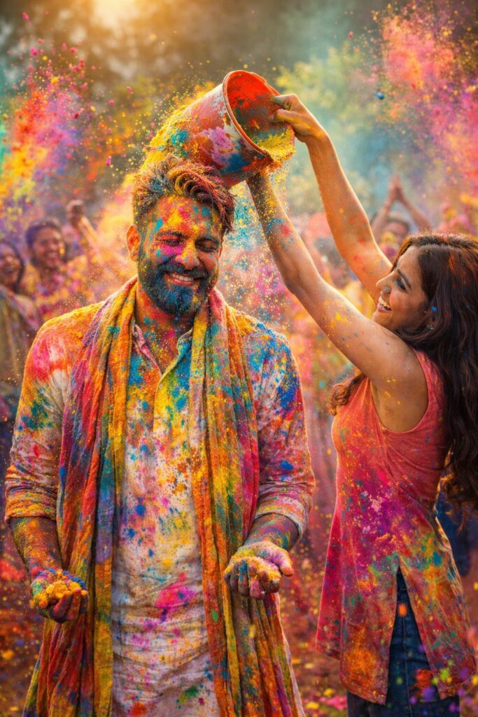 Happy Holi Couple AI Photo Editing ,Top 10 ChatGPT Ai Prompts
