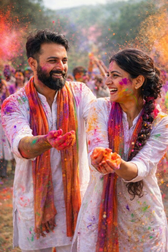 Happy Holi Couple AI Photo Editing ,Top 10 ChatGPT Ai Prompts