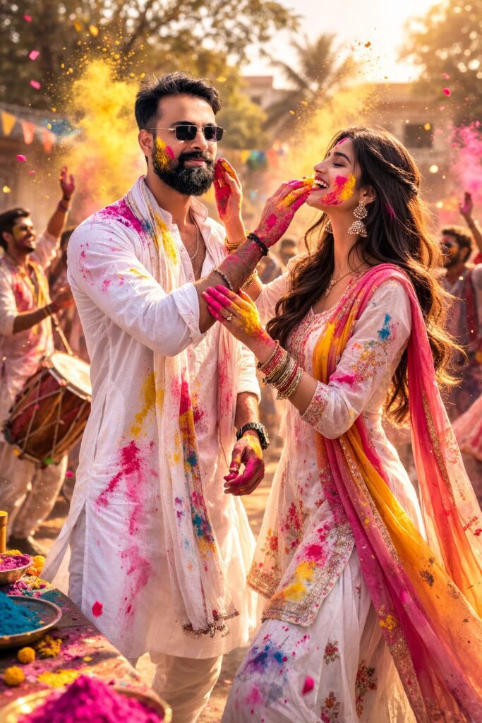 Happy Holi Couple AI Photo Editing ,Top 10 ChatGPT Ai Prompts