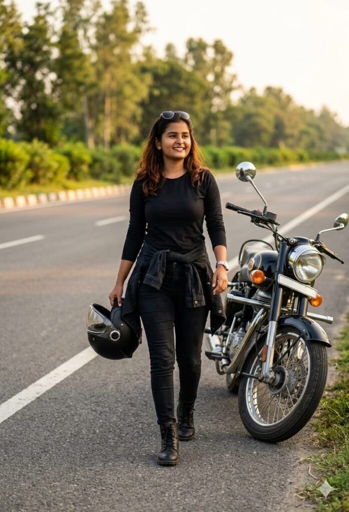 Girls Ai Photo Editing With Royal Enfield Bullet , Top 10 Google Gemini Bullet Ai Prompts