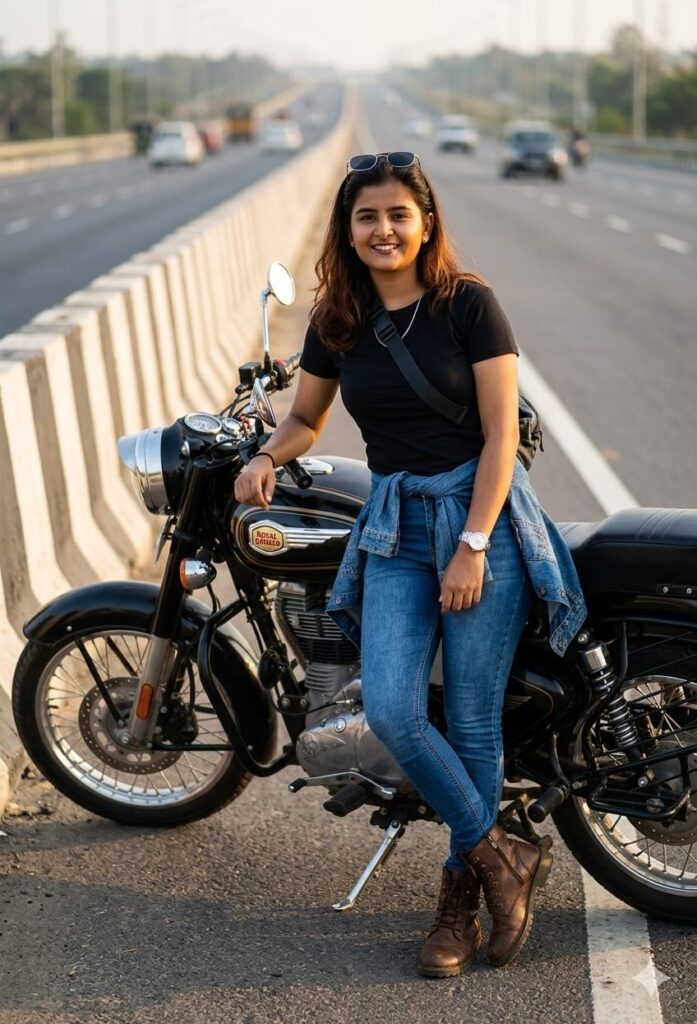 Girls Ai Photo Editing With Royal Enfield Bullet , Top 10 Google Gemini Bullet Ai Prompts