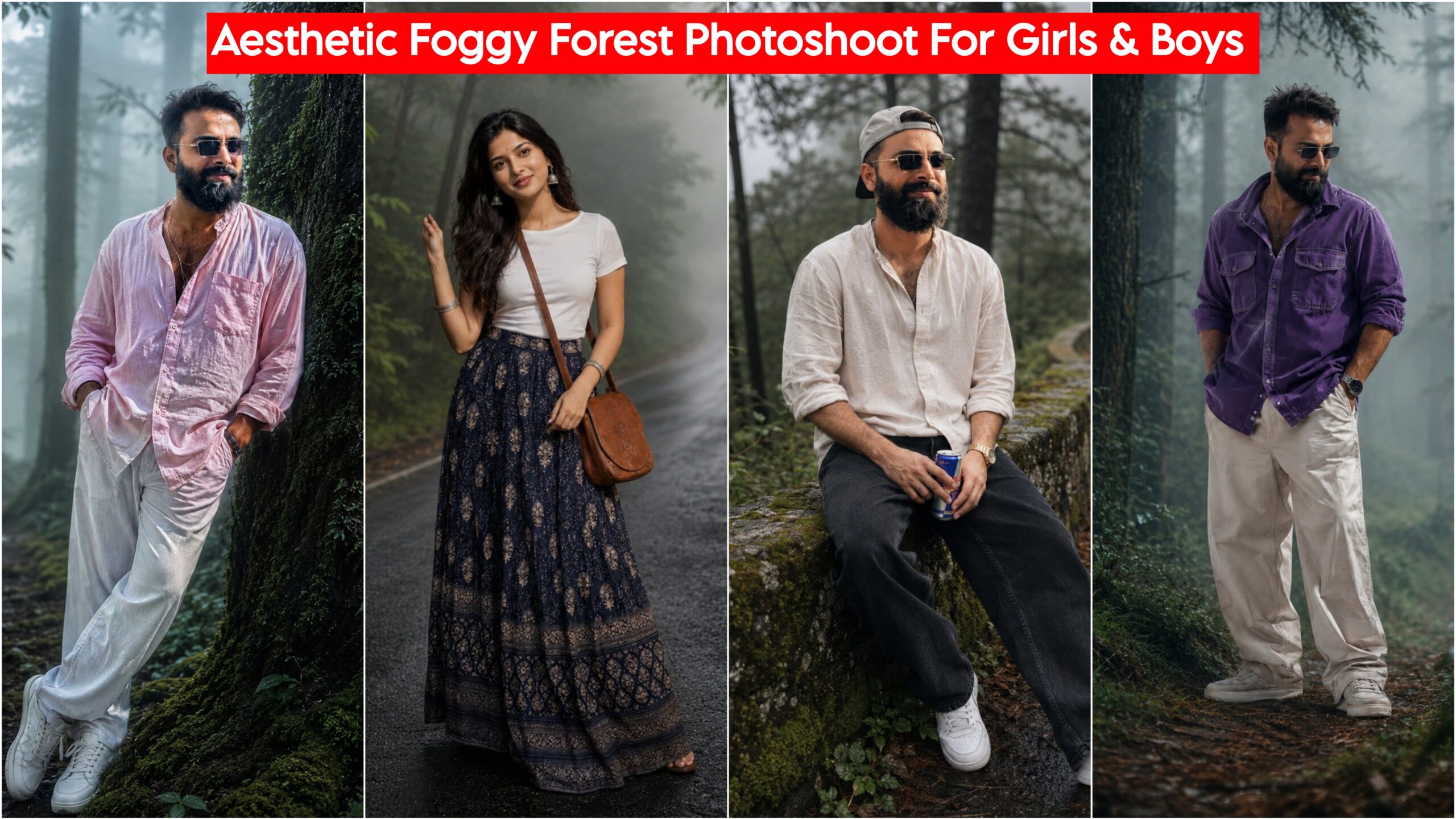 Aesthetic Foggy Forest Photoshoot For Girls & Boys ChatGPT AI Prompts