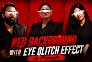 Red Background With Eye Glitch Effect Ai Prompts & CapCut Template