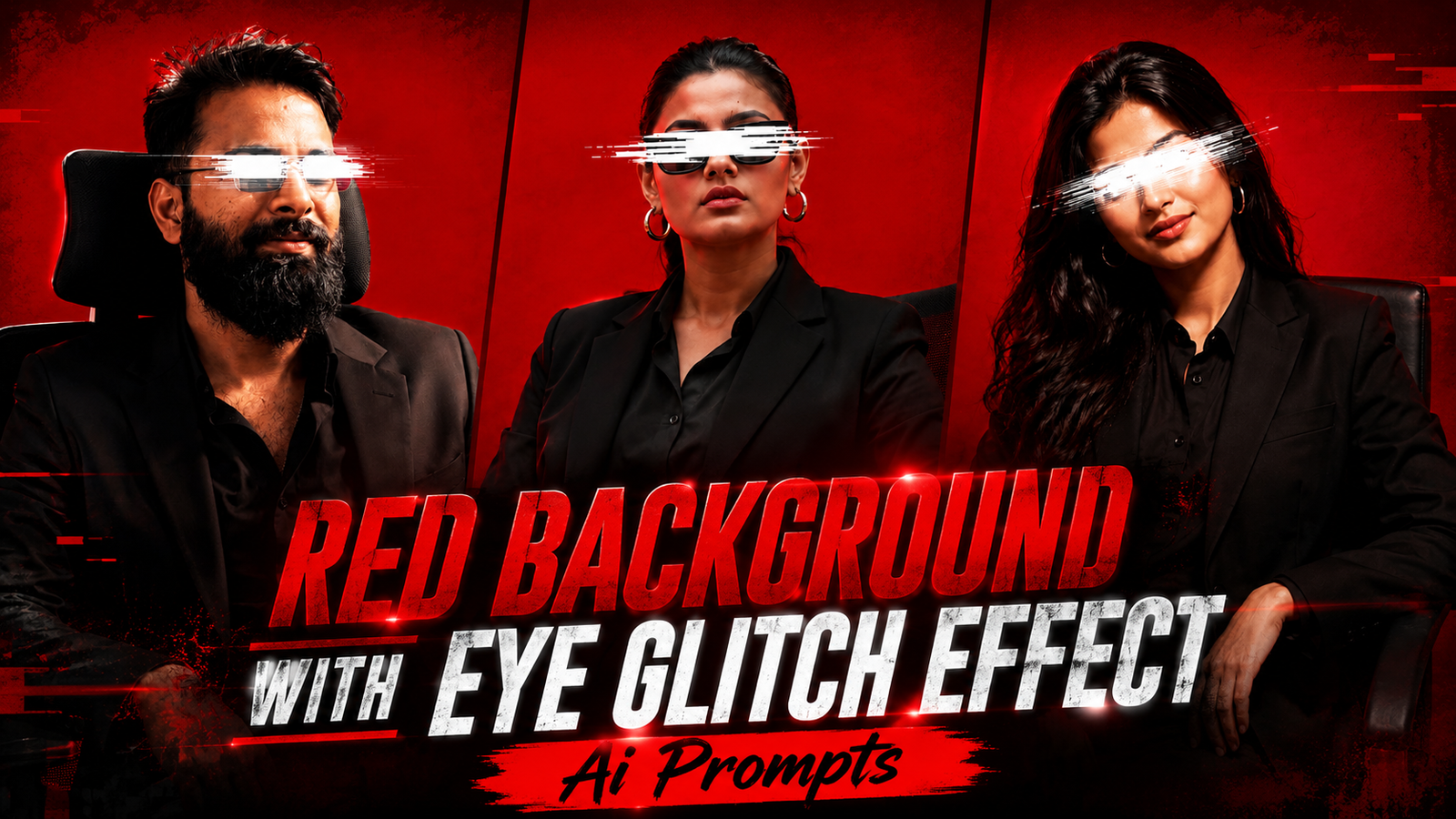 Red Background With Eye Glitch Effect Ai Prompts & CapCut Template