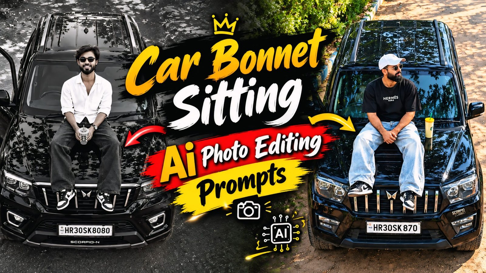 Car Bonnet Sitting Ai Photo Editing Prompts