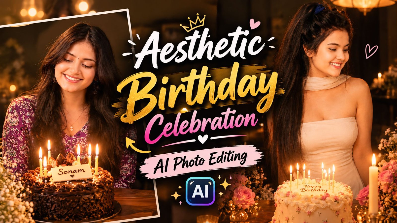 Aesthetic Birthday Celebration AI Photo Editing