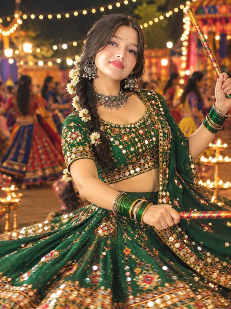 Top 10 Navratri Chaniya Choli Styles: Dandiya Nights Special – AI Photo Editing Prompts